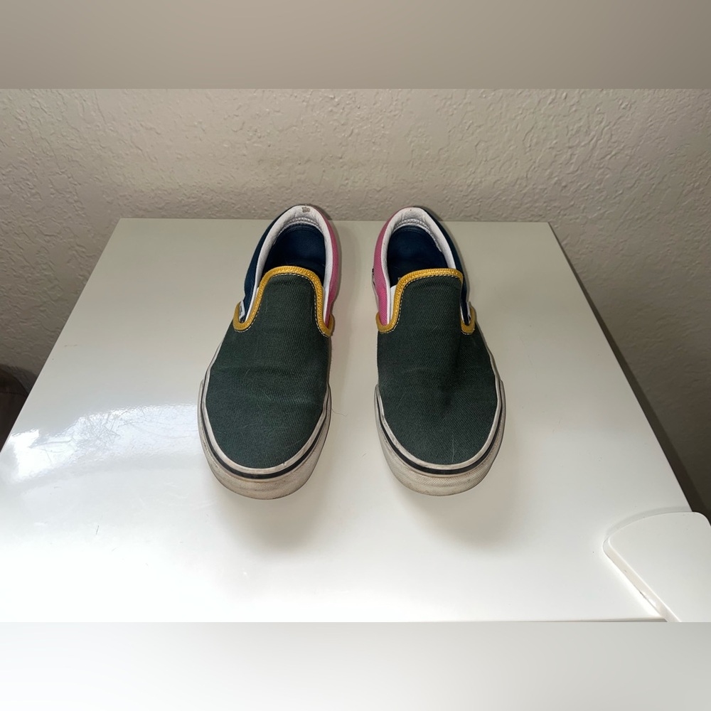 Vans Green and Yellow Low-Top Sneakers with Classic Design